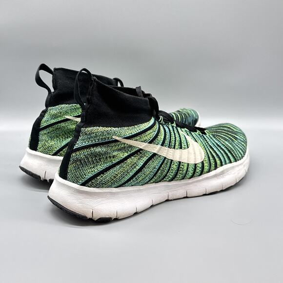 Nike Shoes Men 13 Black Green White Free Flyknit Chukka Mid Top Running Sneakers - Picture 9 of 11